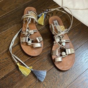 Steve Madden Tassel and bead ankle wrap sandal